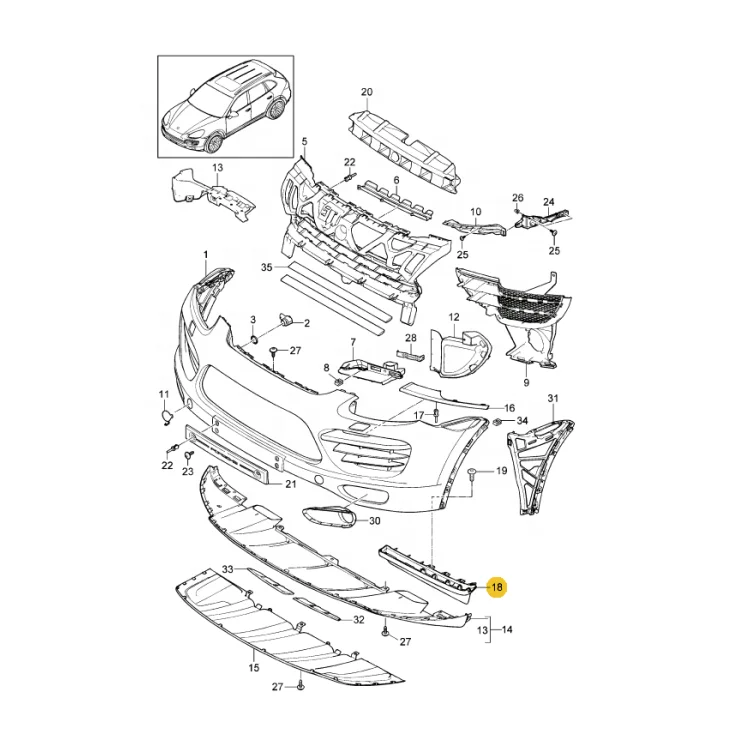 BBS  OEM 958505887019B9  958505888019B9  Front Bar Spoiler  for Porsche Cayenne 2011-2018