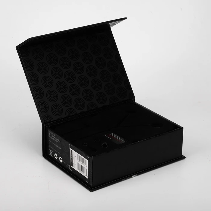 Custom Printed Earphone Headphone Packaging Luxury Rigid Cardboard Black Magnetic Closure Gift Box