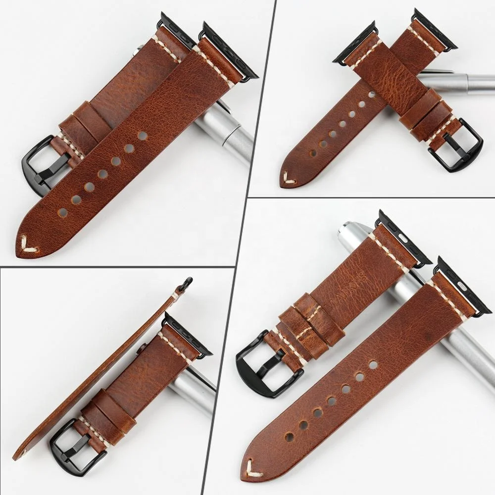  Ремешок MAIKES из вощеной кожи для Apple Watch Band 38 мм 40 42 44 подходит Series SE 6 5 4 3 2