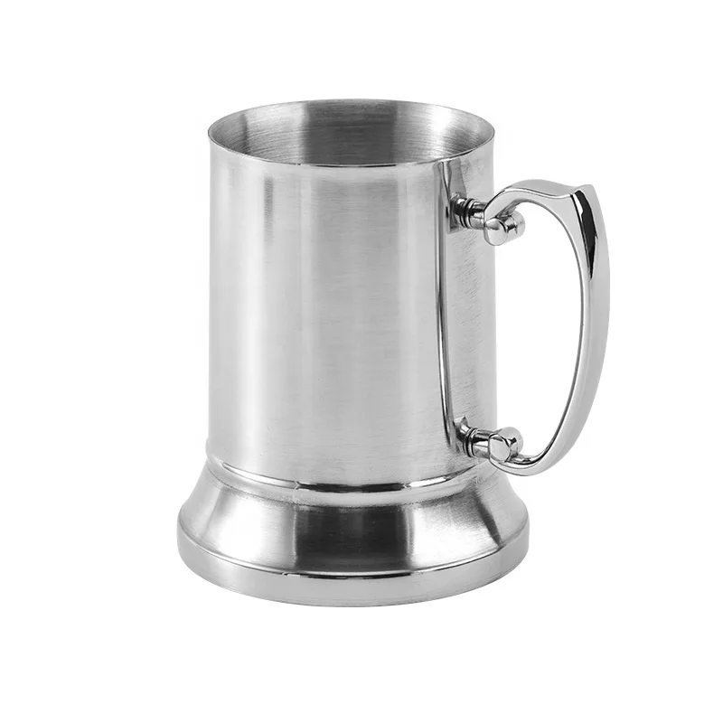 Mirrored Metal 16 oz Cocktail Glasses Double Walled Vacuum Insulated Beer Mug Stainless Steel Tankard