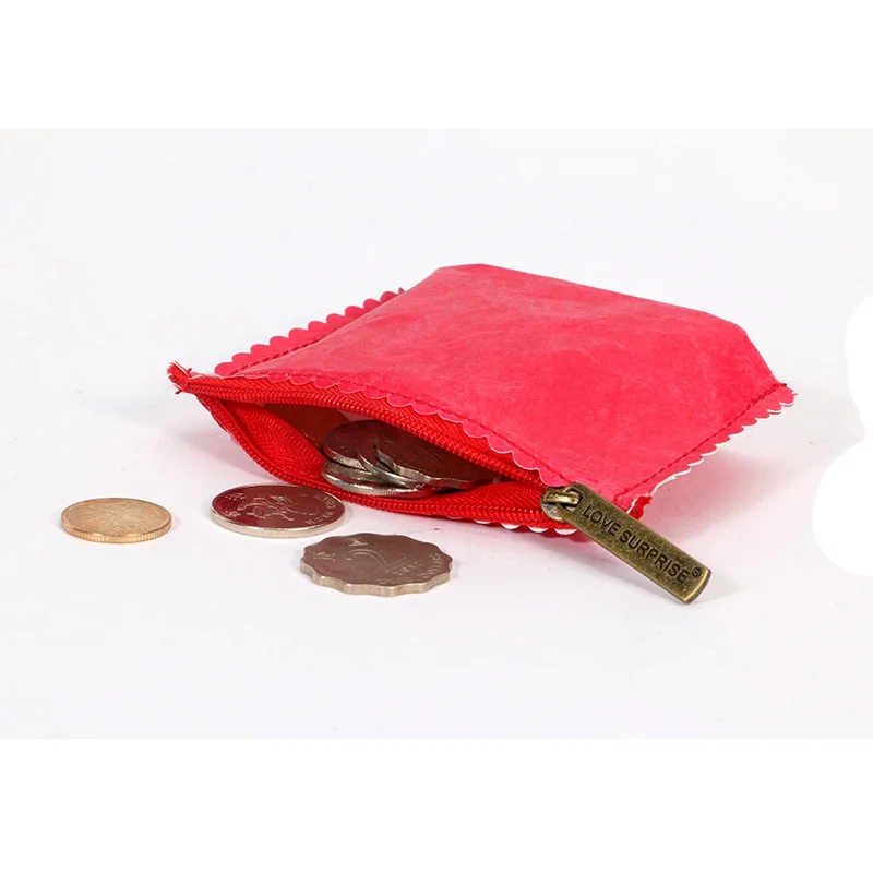 OEM  environmentally friendly wallet daily life red storage bag  durable coin  purse Tyvek  paper  waterproof  wallet