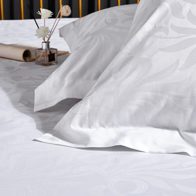 JILI SILK  king size 100% cotton white high density jacquard queen size duvet quilt cover set for home