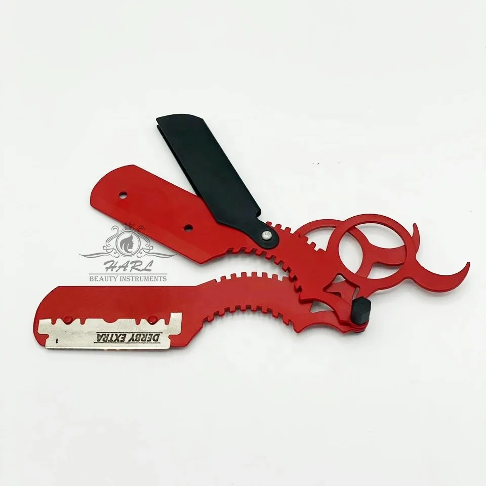 Custom Label Single Ring Shaving Razors Non Disposable Razor Single Blade Red And Black Color Wet Shaver For Men Barber Tools