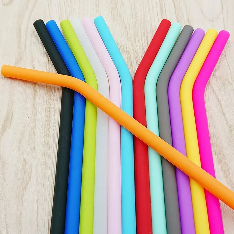 Reusable Eco Friendly Drinking Straws  200*8*6mm Silicone Drinking Straws