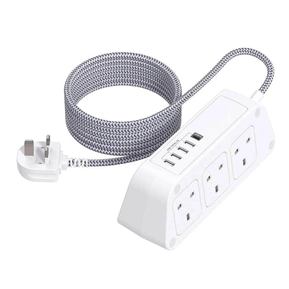 BS Type 6-outlet desktop power strip with 5-USB Type-c Children Protected Outlet 2 side design wide outlet space socket
