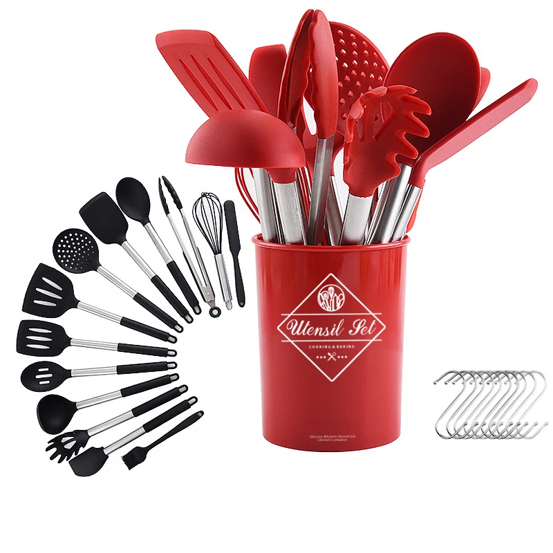 Wholesale Cookware Nonstick Heat Resistant Silicone Rubber Kitchen Utensil Sets