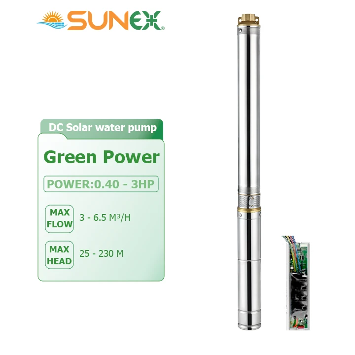 Hot Sale Factory DC 24V 48V 72V 96V 144V 192V 280V 3HP aluminium alloy Deep Well BUILT-IN Solar Water Pump