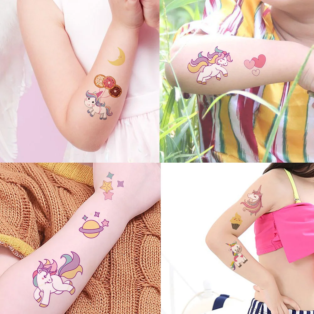 
WS-A Unicorn Tattoo Sticker Cartoon Animal Cute Child Waterproof Sticker 