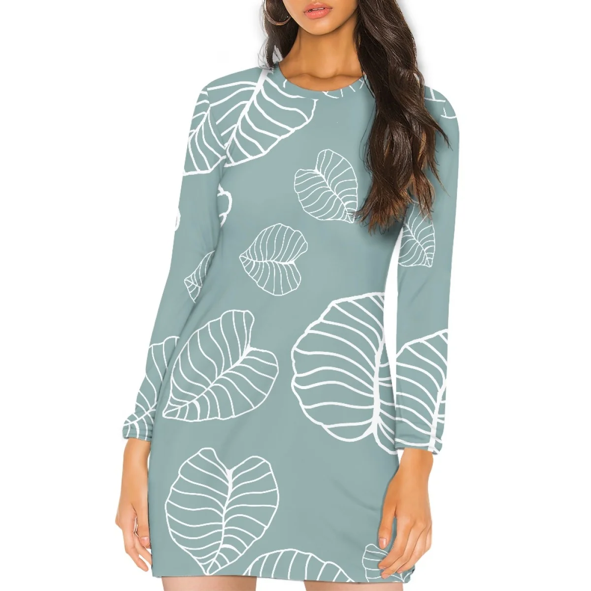Polynesian Vestido Mini Bodycon Dress Made of Aloha Custom Hawaiian Kalo Leaf Taro Leaf Party Dress Wholesale for All Occasions