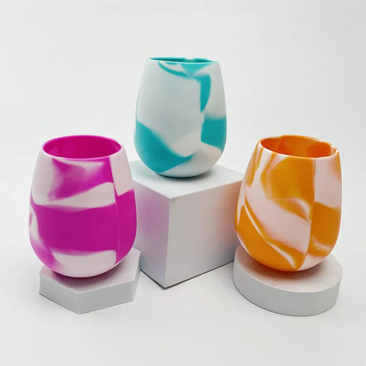 Factory Wholesale Customized Food Grade Mixed Solid Colors Unbreakable Silicone Drinking Water Wine Cup For Travel