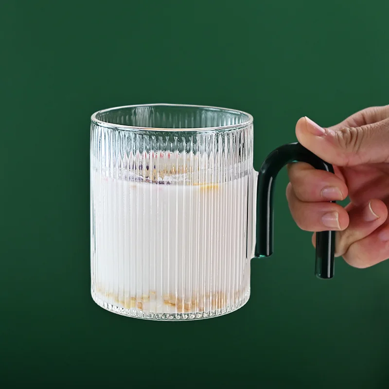 Wholesale 350ml Coffee Cups Reusable Heat Resistant Tinted Glass Cup Aesthetic Tea Cups Restaurant Glassware