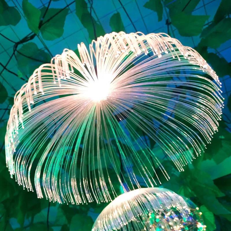 For Holiday Decor Newest Design 20CM Garden Stake Decoration Led Fiber Optic Jellyfish Outdoor Solar Powered Christmas lights