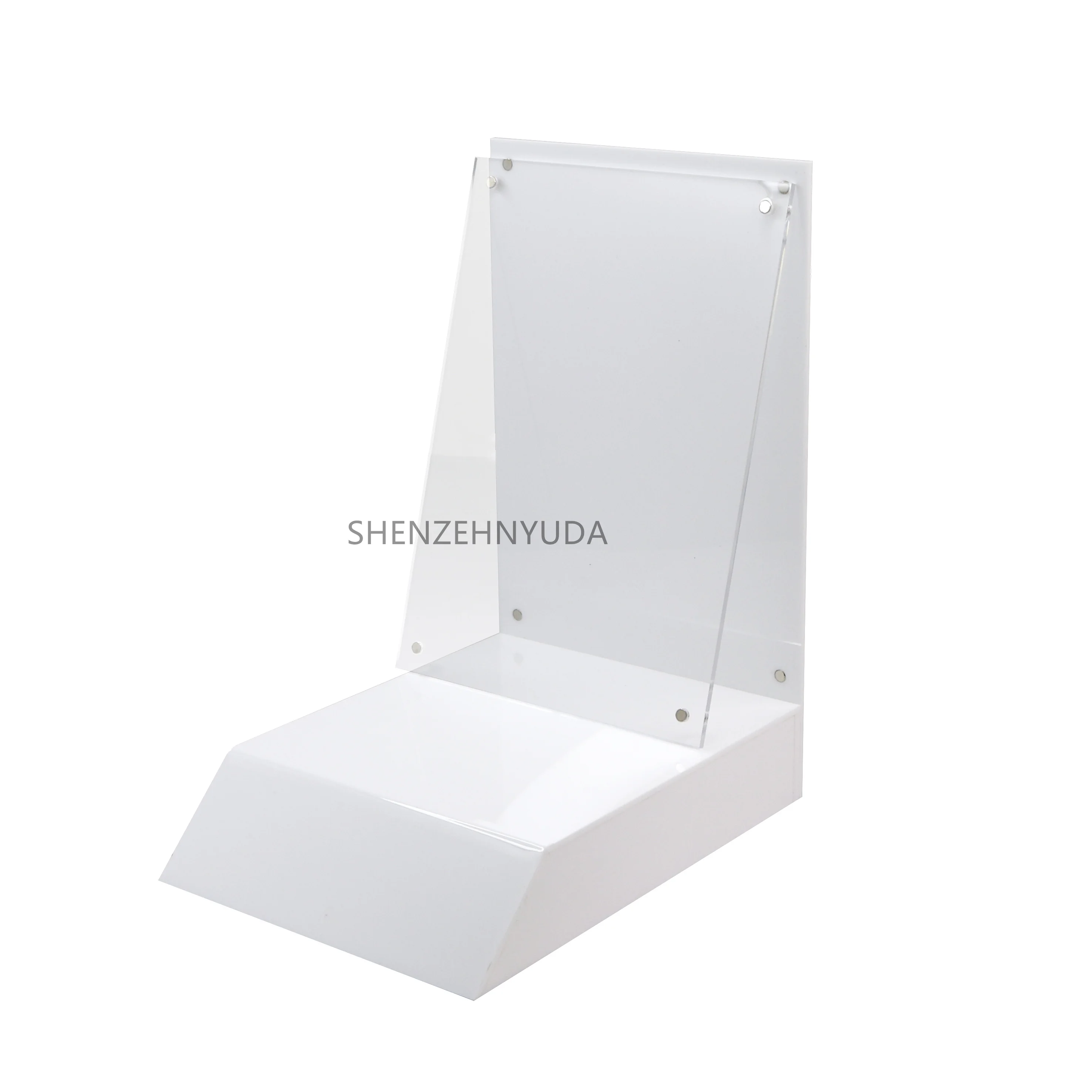 A5 Magnetic Pocket Perfume Bottle Retail Display Counter Top Cosmetic Fragrance Display White Acrylic Perfume Display Stand