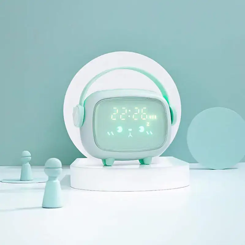 YIZHI Multifunction Smart Digital Clock Led Children Bedside Night Light Cute Cartoon Angel Alarm Clock for Kids Sleep Training