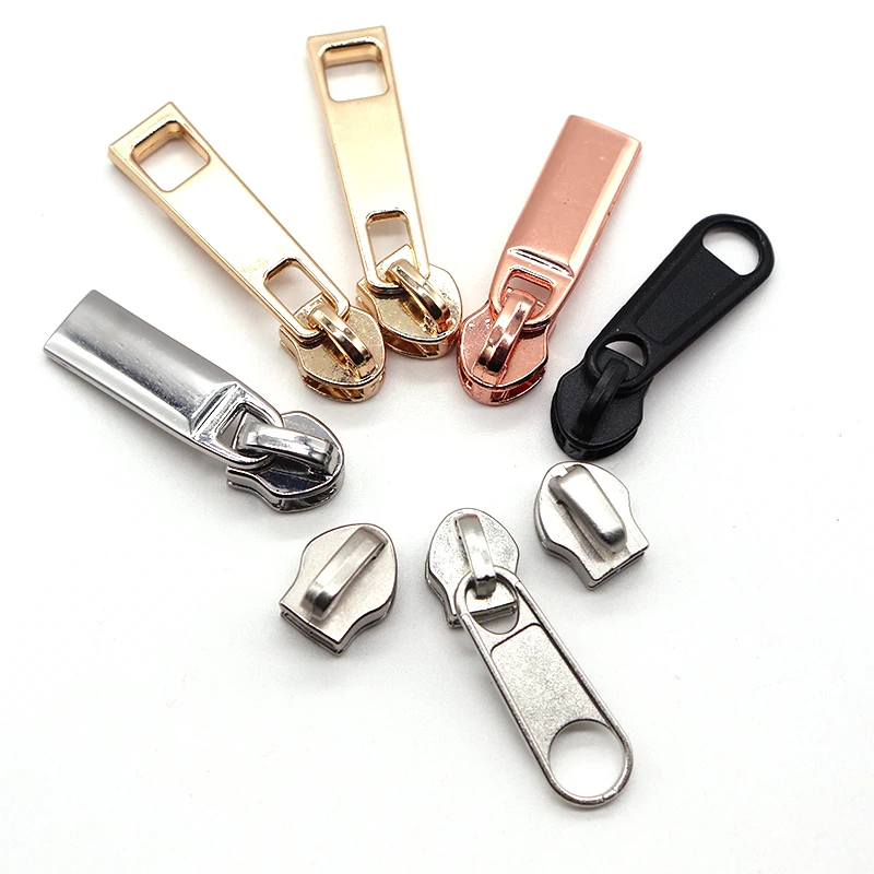 Zipper Manufacturer Custom Shape Multiple Styles Zipper Pull Tabs 3# 5# 8# Metal Zipper Slider Head For Garment Bag Pants