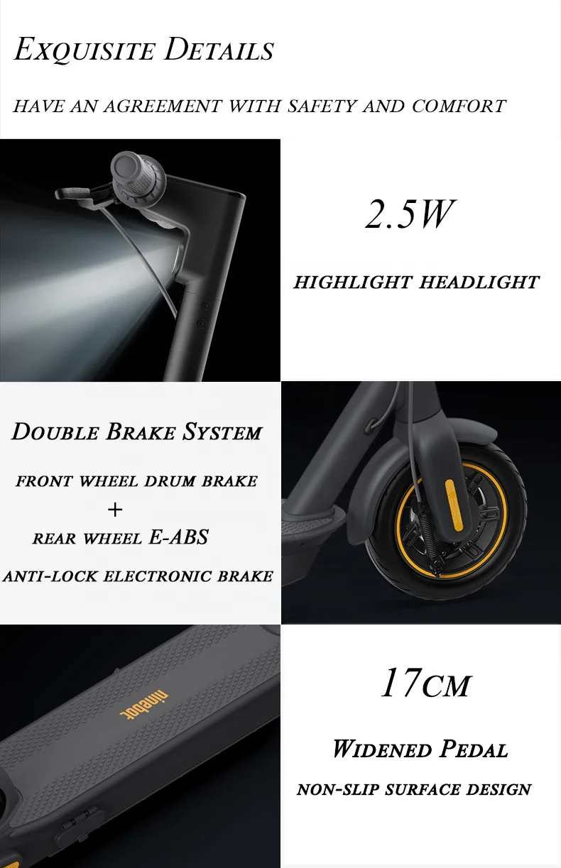 
HOT Sale 350W MAX G30 65KM 10.4Ah 30KM/h 10 inch Tires Offroad Electric Scooters 