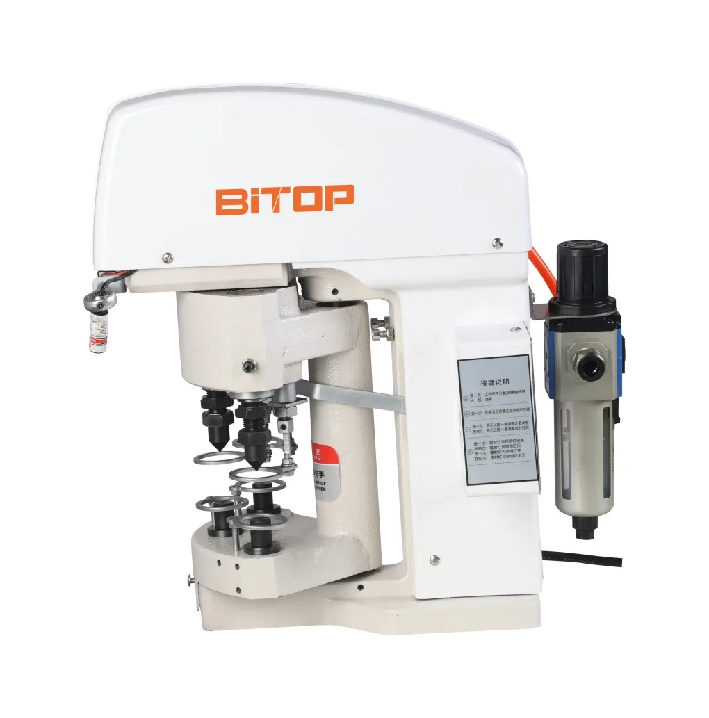 BT-3808 three head pneumatic snap button hand press machine