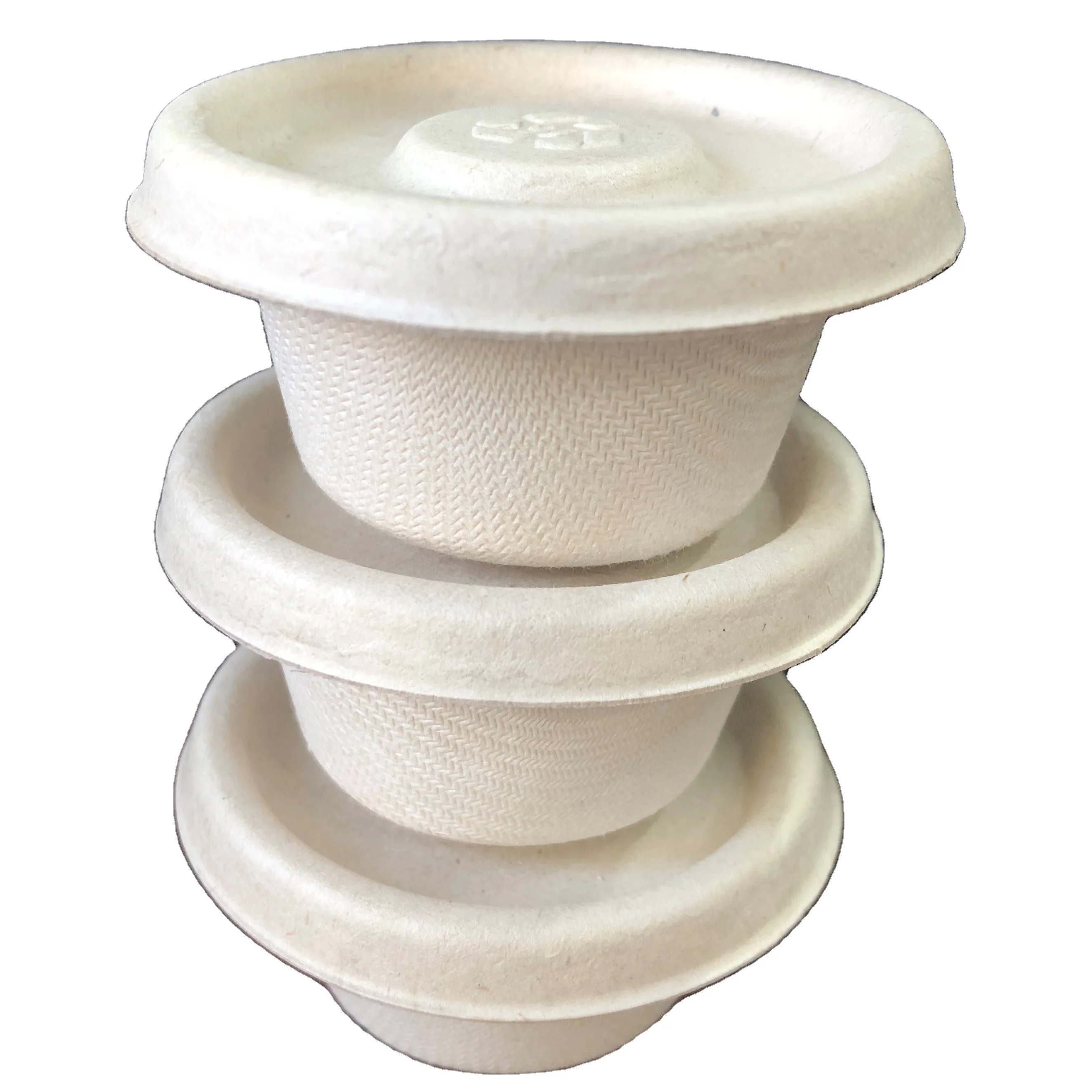 Biodegradable paper glass 1oz-4oz mini small little sauce bagasse cup with lid for jam dessert