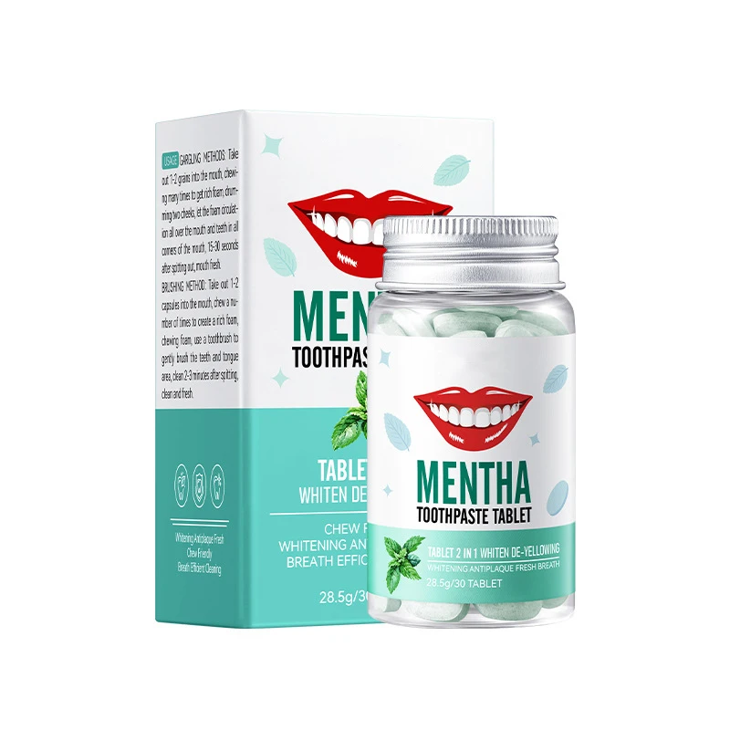 Environmentally Mint Flavor Chewable Toothpaste Tablets Teeth Whitening Solid Toothpaste