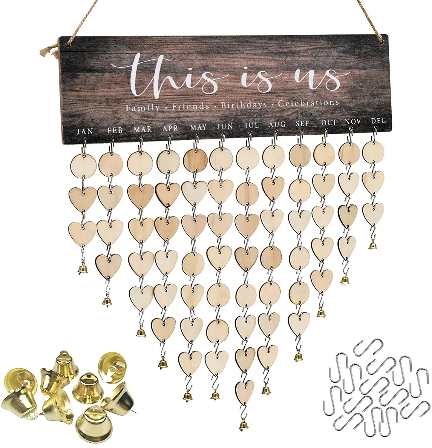 Birthday Gifts for Grandma Mother from Daughter - Wooden Family Birthday Reminder Calendar Plaque, Family Like Branches