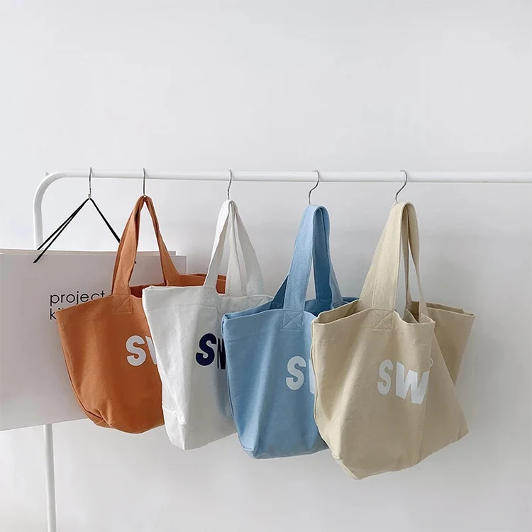 Shopping Canvas Tote Shoulder Bags Accept Customized Logo Customized Color Selling Grocery Custom Printed Organic Cotton