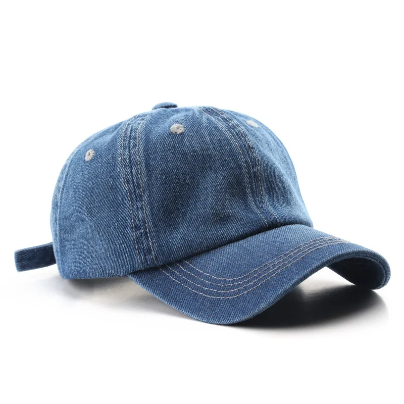 Custom logo caps&hats high quality unisex solid color denim baseball caps