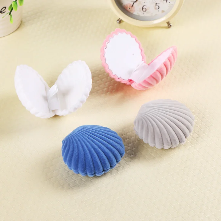 Multiple styles Velvet Gift Box Jewelry Ring Display Earrings Necklace Velvet Shell Rose Shape Jewel Proposal Wedding Box