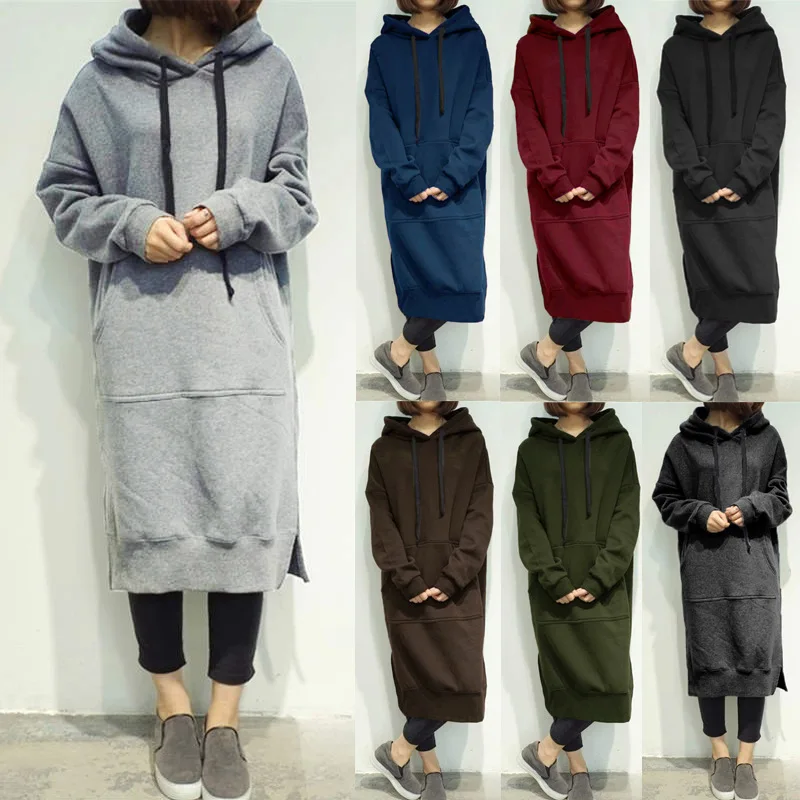 Cotton Pullover Mini Winter Women Hoodie Dresses