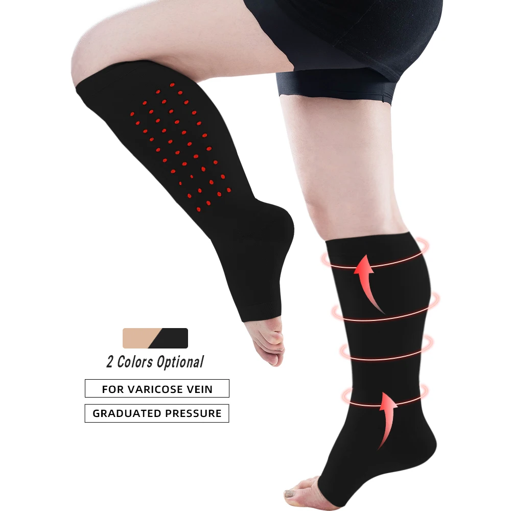 30-40 mmHg Open Toed Knee High Compression Sock for Unisex Nurse Recommendation