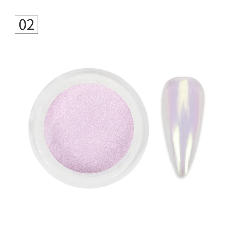 3D Nude Color Mirror Nail Neon Effect Powder Mermaid Aurora Chrome Metal Pigment Ice Transparent Powder Nail Art Decorations