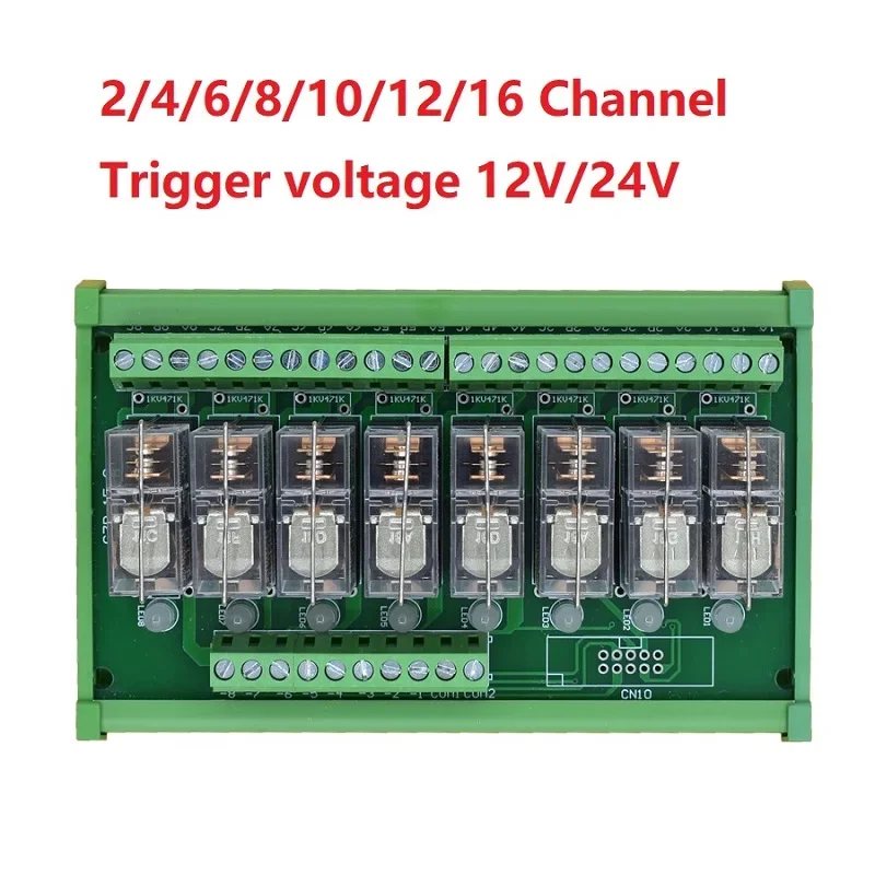 2/4/6/8/10/12/16 Channel PLC Output Signal Amplifier 16A 8PIN Relay Module Trigger Voltage 12V 24V 1NO+1NC NPN/PNP Compatible