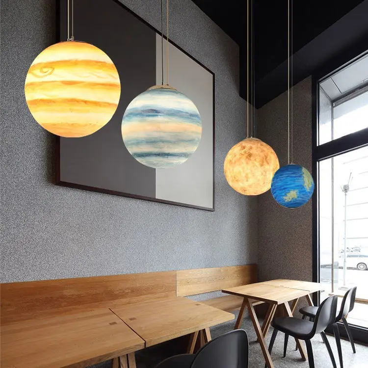 Planet Universe star lamp Earth moon chandelier Bedroom Restaurant Coffee is hall hotel art