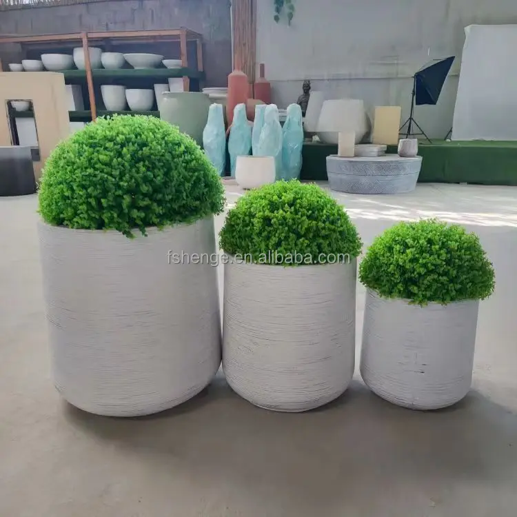 Modern outdoor concrete large planter molds cement clay pot fiberglass pots for plants