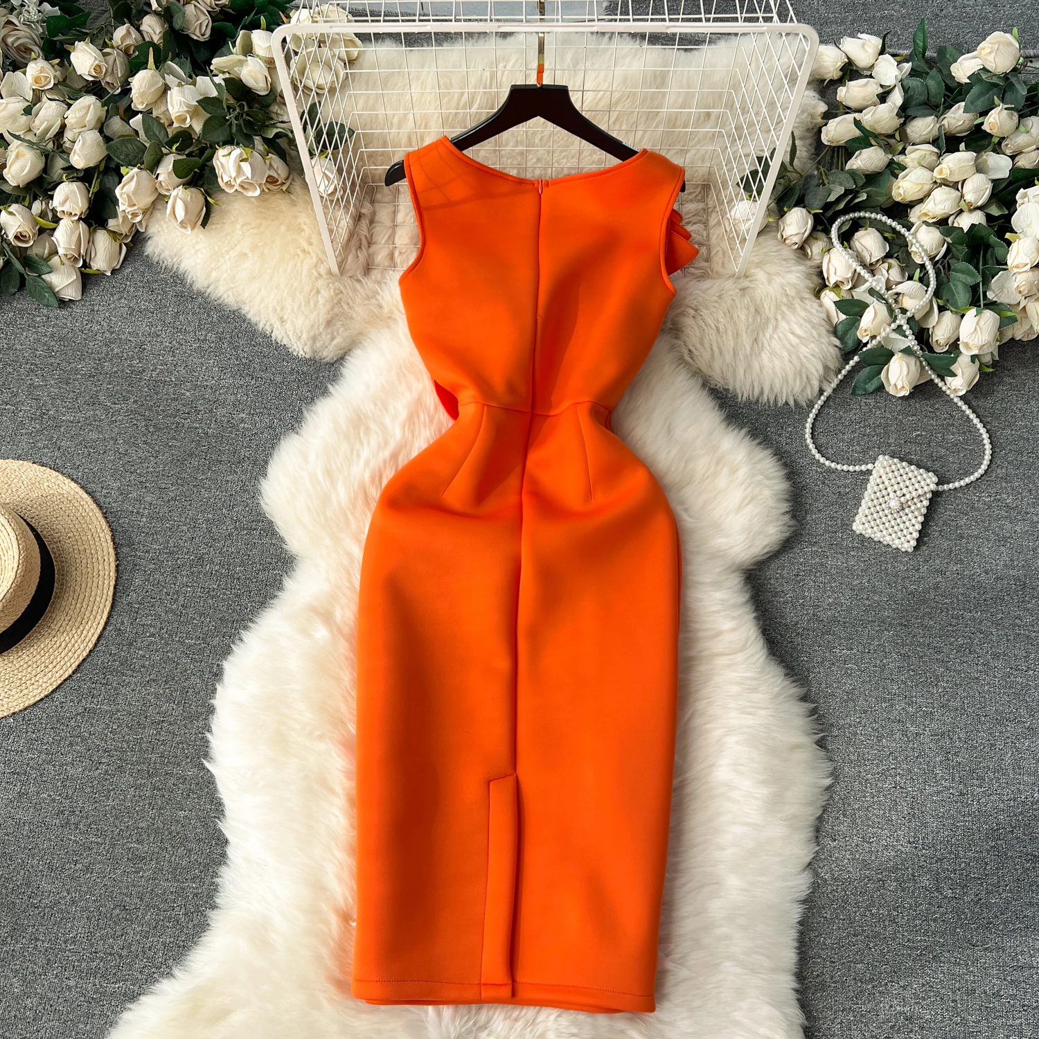 High Quality Romantic Midi Dress For Women Empire 3D Lace Vestidos Ladies Elegant Dresses Clothes Women