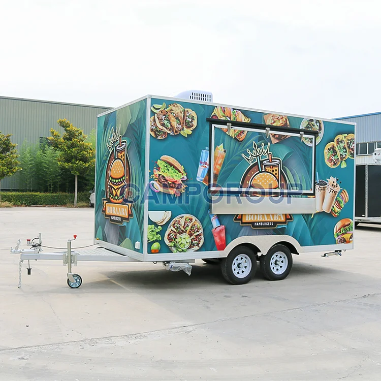 Street Food Trailer Mobile Kitchen 13ft Food Truck Fully Equipped Restaurant Coffee Food Cart made in China