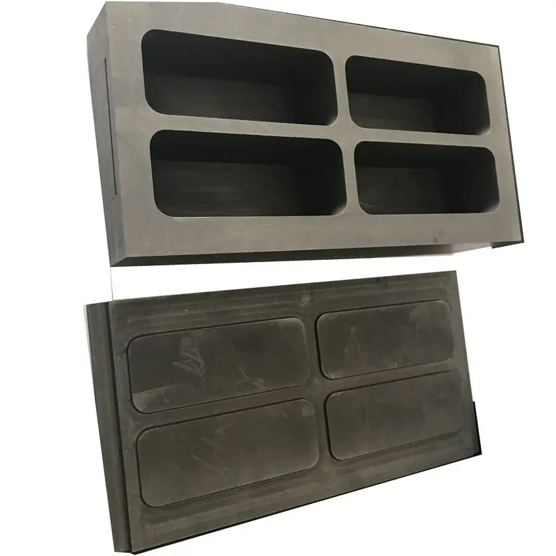 High Temperature resistance graphite ingot box tray boat mold with four holes for gold  silver ingot casting