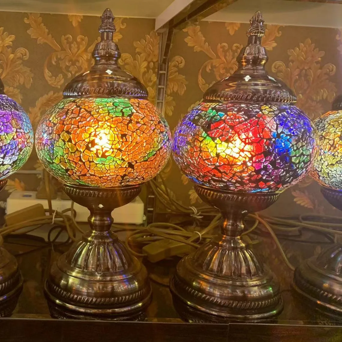 Marrakech Hot Sale Romantic Decoration Handmade Glass Turkish Desk Lamp Mosaic Lamp Table Glass Mosaic Lamp