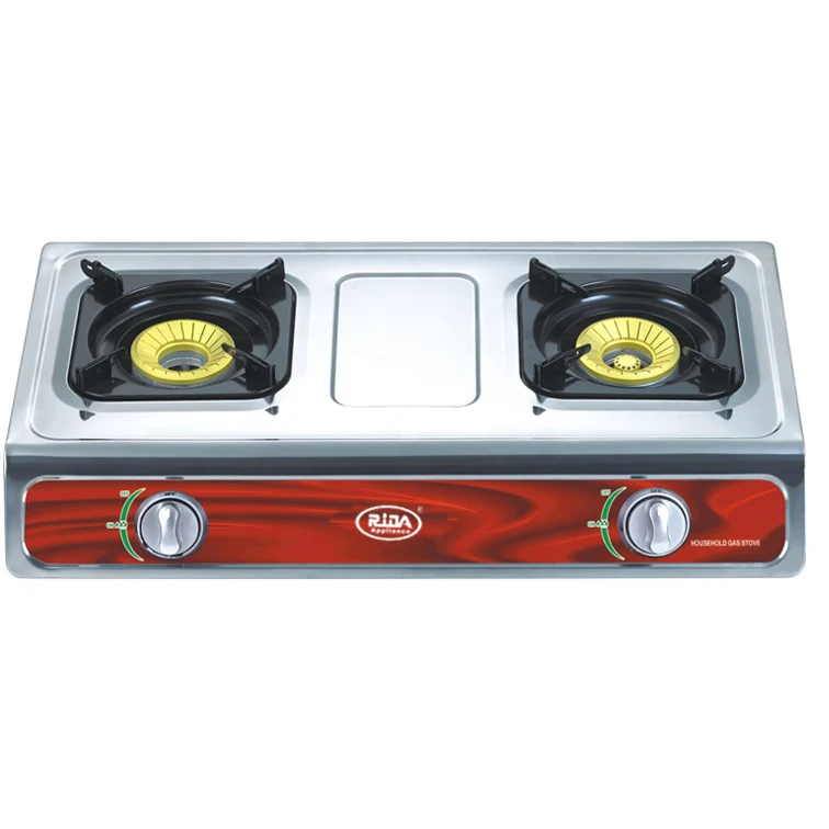 Коммерческий отель бытовой квадрат нержавеющий стальной корпус автоматическое зажигание портативный большой 2-х конфорочной газовой плитой