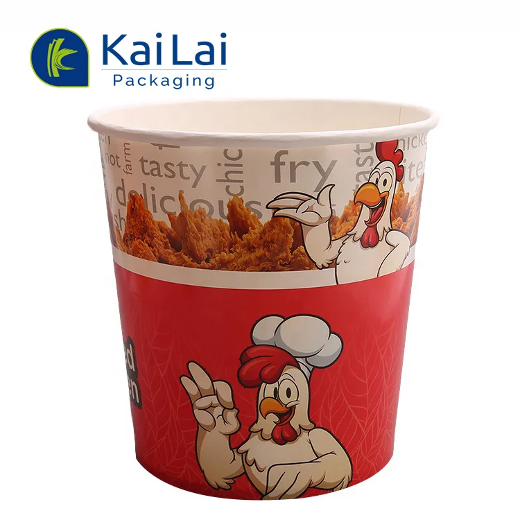 Custom Paper 85 165 oz Bucket Take Away Food packaging popcorn tubs disposable paper Container Fried Chicken bucket