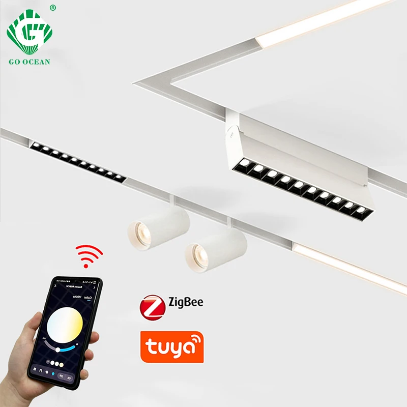 Nordic Commercial Tuya Smart Dc48v Led Magnetic Track Lights Rail Lighting System Led New Design For Bedroom