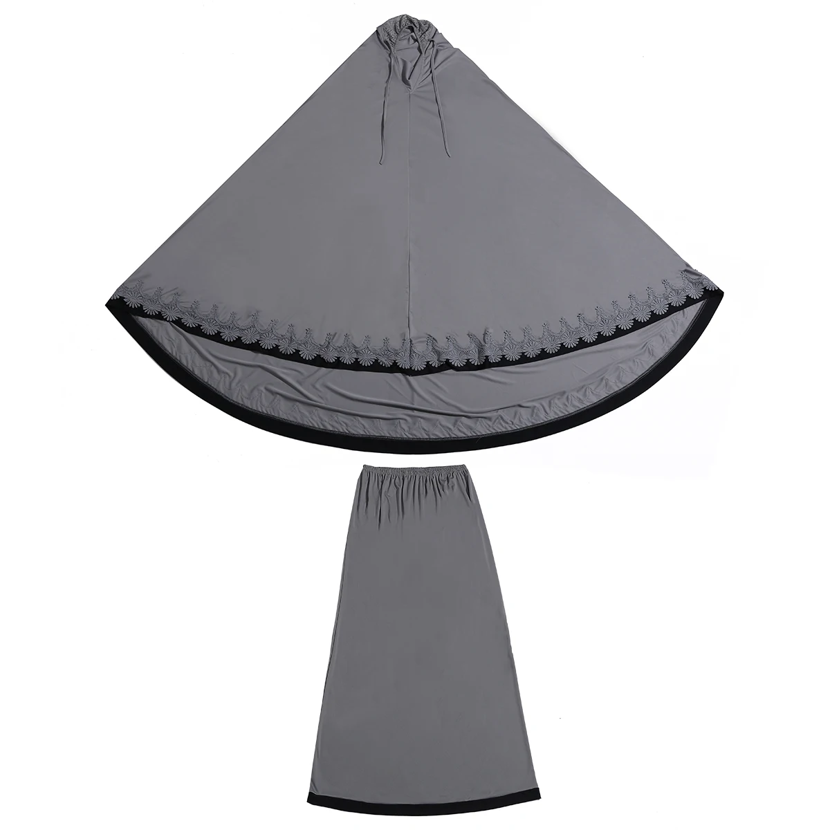 2 piece White Black Gray abaya niqab jilbab one free size abaya women Muslim dress long hijab for prayer abaya