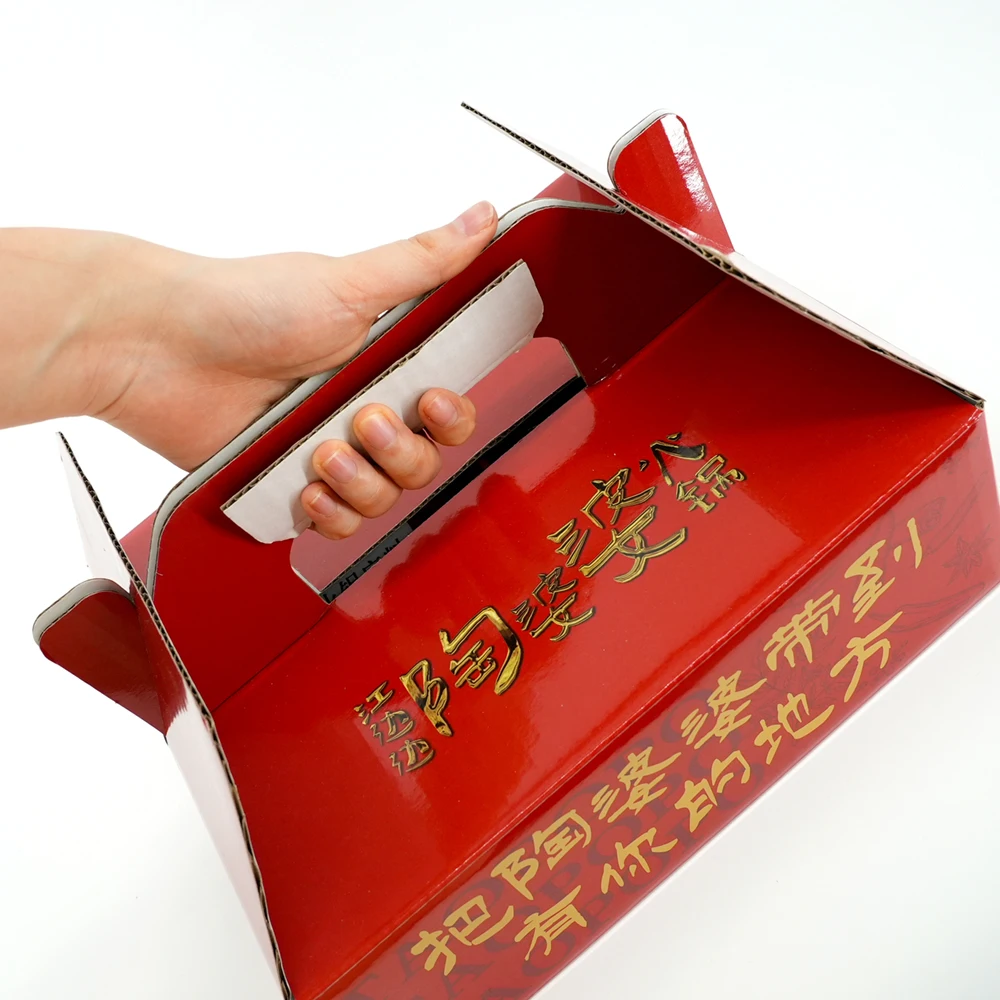 Custom Corrugated Cardboard Branded Carrier Paper Packaging 3/6 Pack Bottle Juice Wine fruit Carrier Gable Handle Box