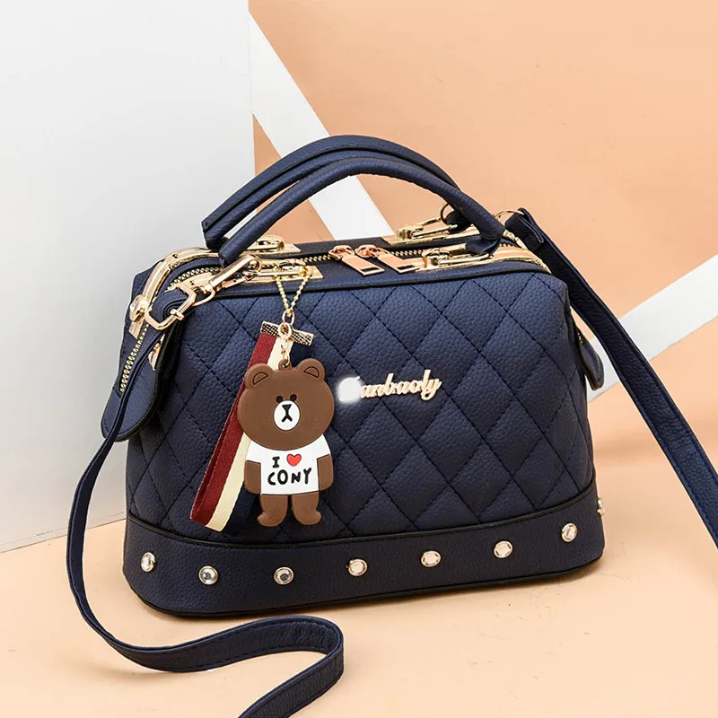 Tote Bag Supplier Custom PU Leather Ladies Female Fashion Luxury Shoulder Handbags with Hairball