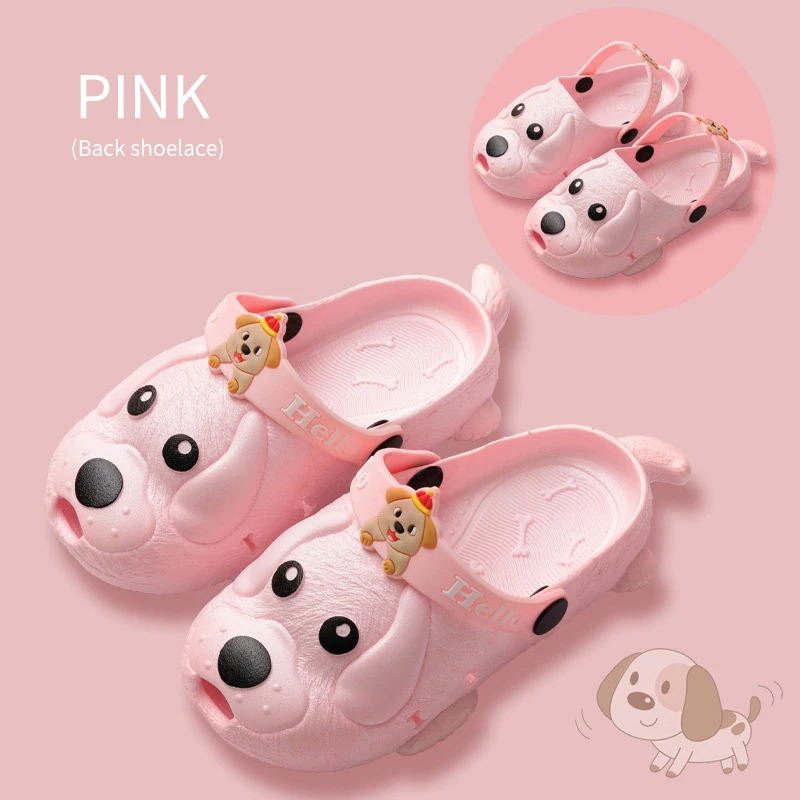 2022 New Style Dog Shape Children Summer Shoes Girls Boys Cork Sole Thick Flat Beach Kids Sandals Cartoon Slippers