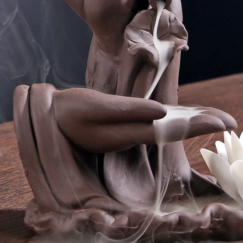 Buddha Hand Series Backflow Incense Burner Indoor Smoke Waterfall Incense Holder Creative Ceramic Incense Burner