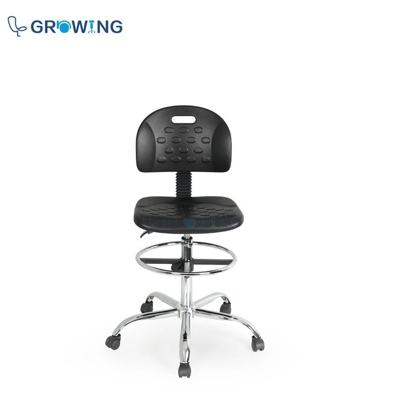 Durable PU Swivel Chair for Home School Workshop Hospital with Footrest ESD Lab Chair for Supermarket Home Bar Use