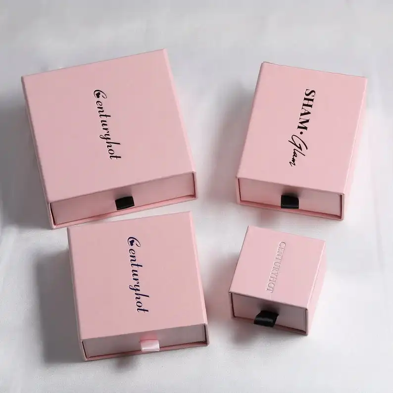 Unique luxury custom logo slide rigid cardboard paper gift jewellery box drawer jewelry box packaging