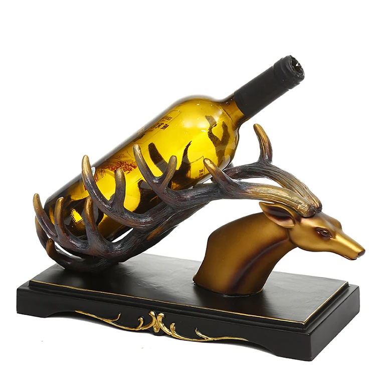 Hot Sale Resin crafts animal style figurine polyresin deer statue wine rack for table decoration