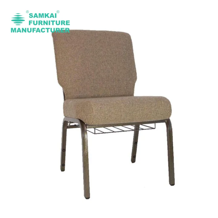 SK-YHY-E001 Quality Metal Stackable Church Chairs with Comfort Padding Interlocking Design for Worship Auditoriums USA Wholesale