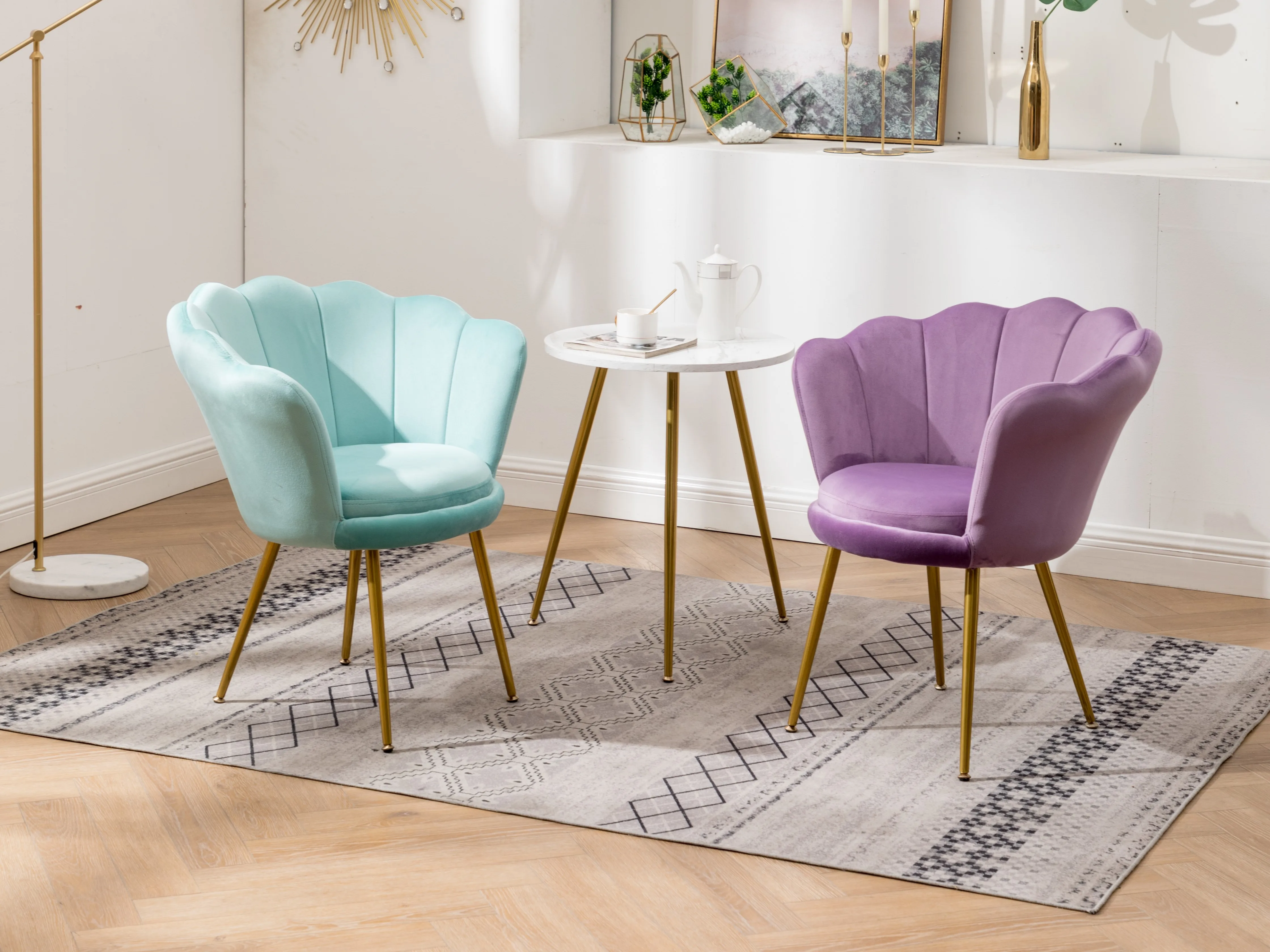 
Single sofa balcony European-style backrest sofa chair lazy light luxury simple living petal chair 